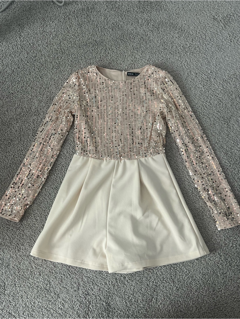 Champagne Sequin Long Sleeve Romper